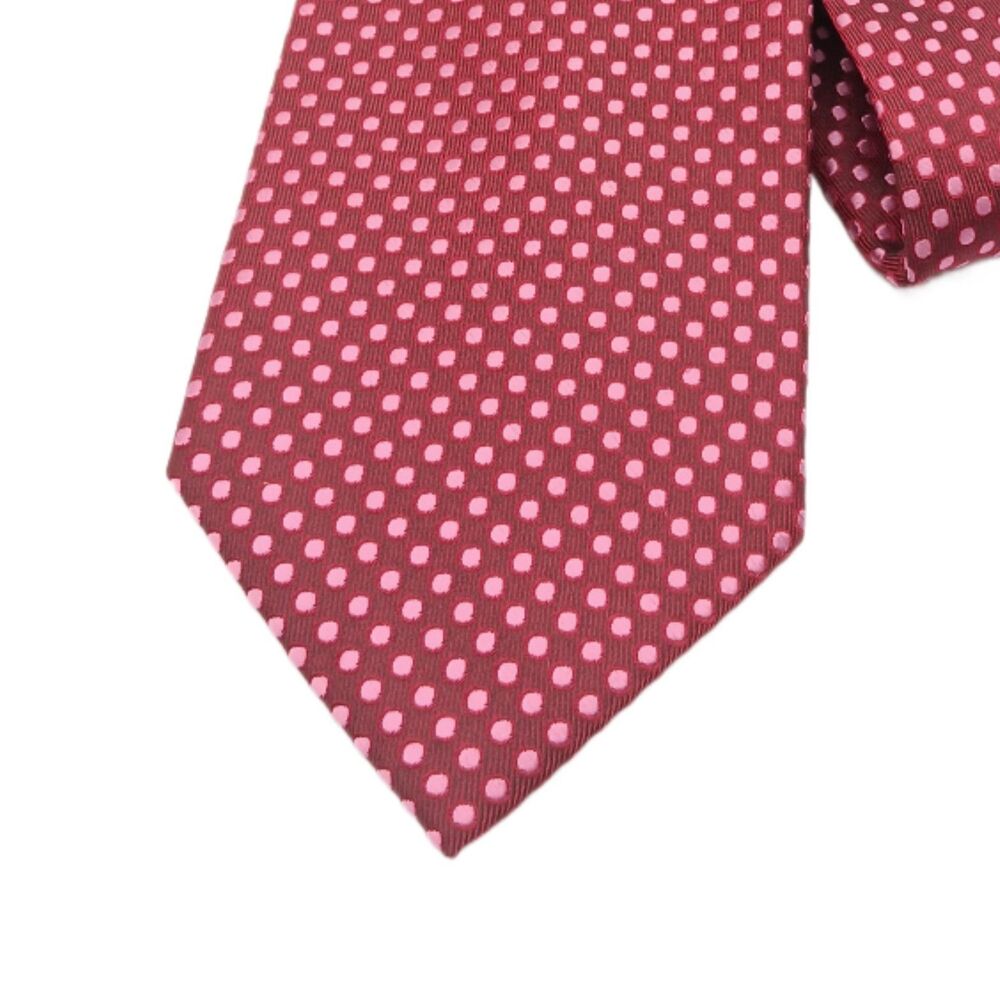 Jhane Barnes Silk Tie Mens 60” Fuchsia Pink Dot Designer Wide Elegant New
